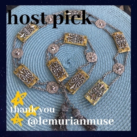 ART DECO ERA BAKELITE BELT with STEEL BEADED TASSELS - Picture 3 of 6